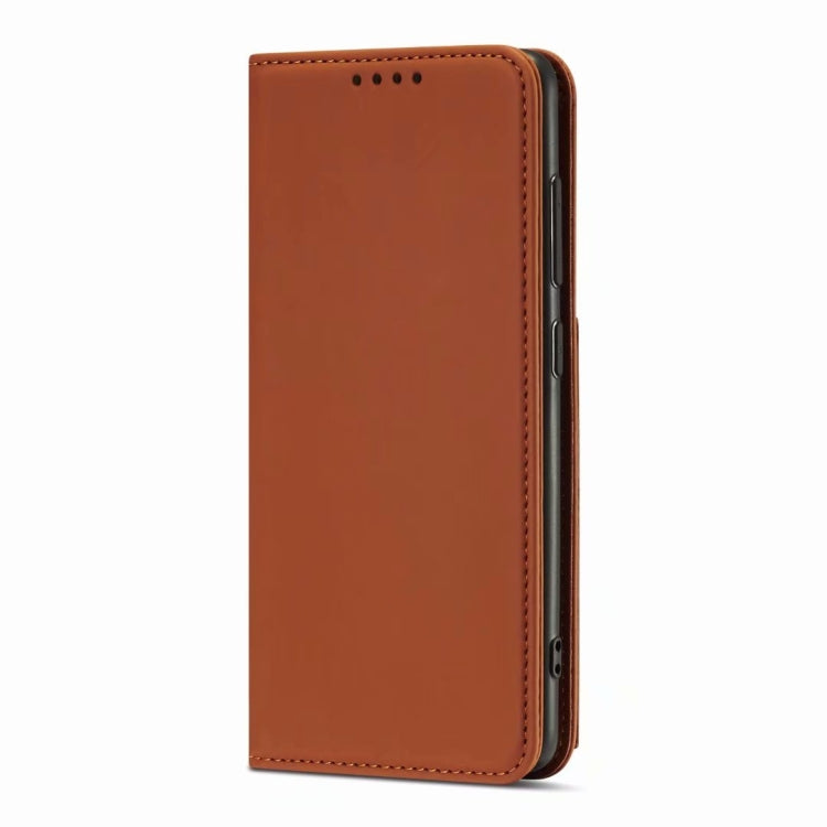 For Samsung Galaxy A42 Strong Magnetism Liquid Feel Horizontal Flip Leather Case with Holder & Card Slots & Wallet