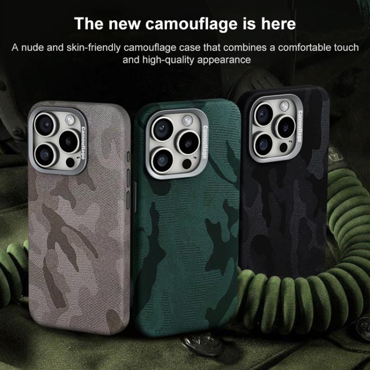 For iPhone 15 Pro Max Camouflage Full Coverage Magnetic Shockproof Phone Case