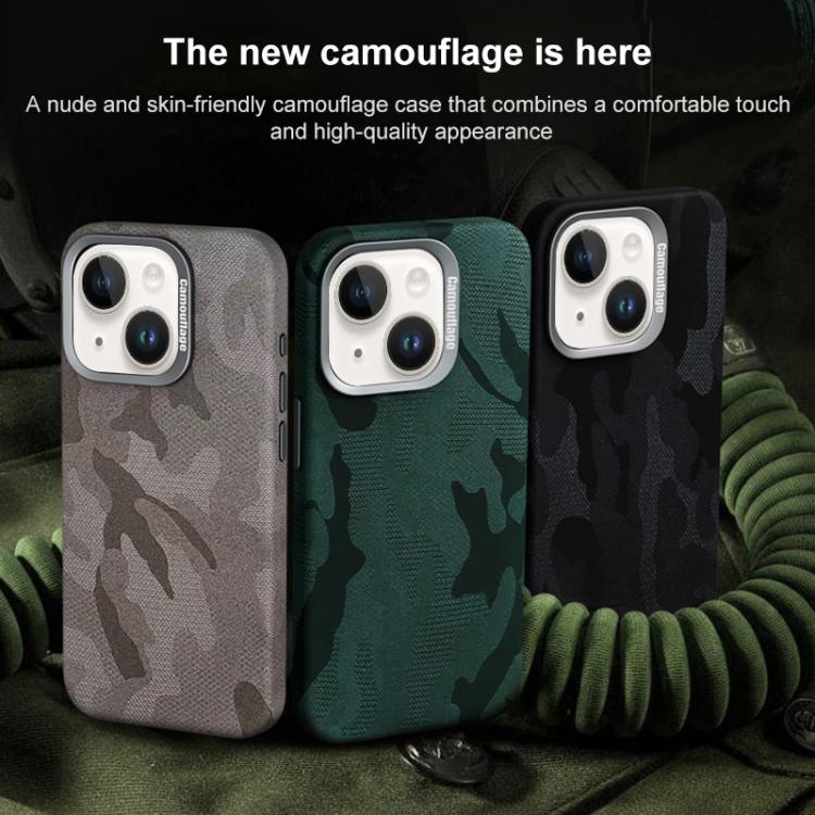 For iPhone 15 Camouflage Full Coverage Magnetic Shockproof Phone Case
