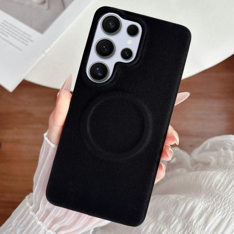 For Samsung Galaxy S24 Ultra 5G Matte Velvet Finish PC + Vegan Leather Magnetic Phone Case