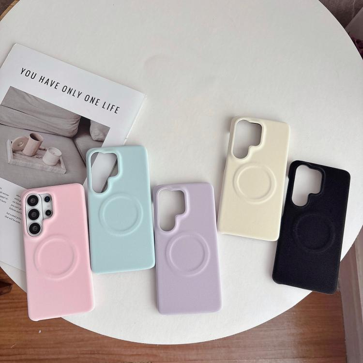 For Samsung Galaxy S26 Ultra 5G Matte Velvet Finish PC + Vegan Leather Magnetic Phone Case