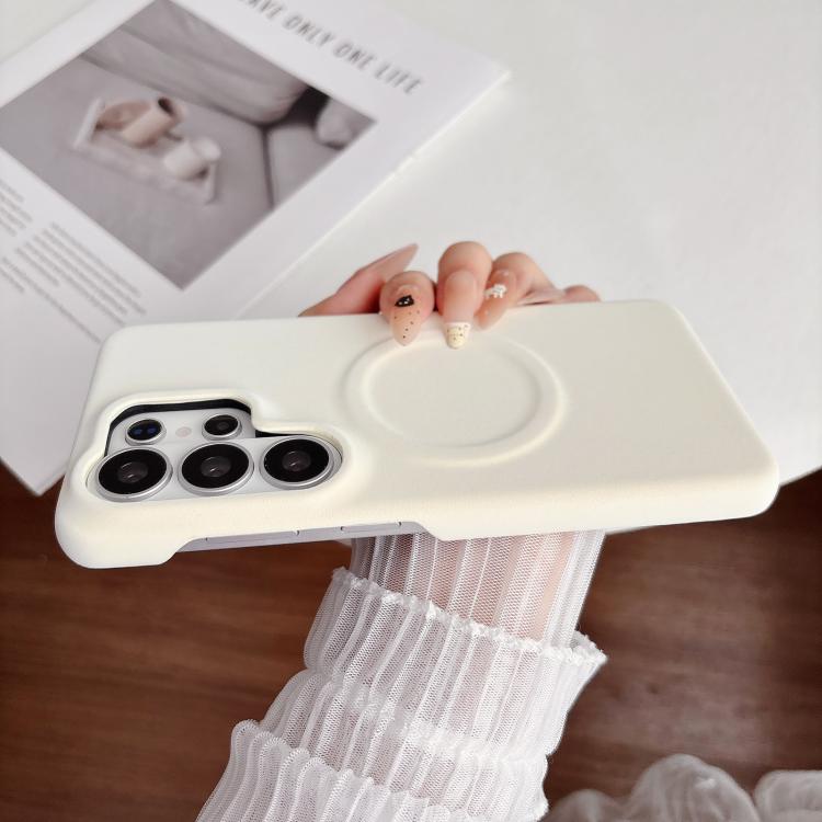 For Samsung Galaxy S24 Ultra 5G Matte Velvet Finish PC + Vegan Leather Magnetic Phone Case