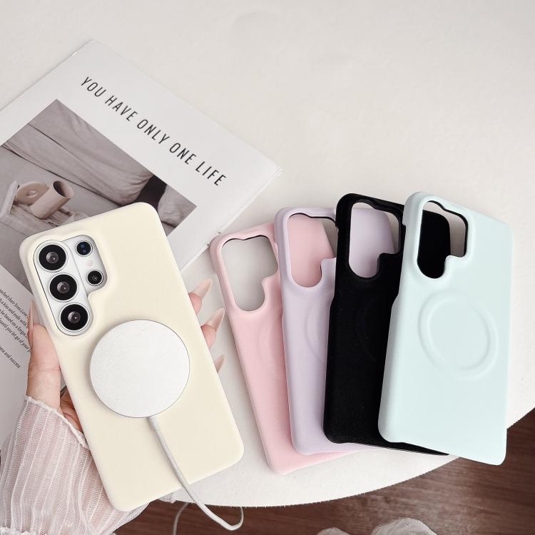 For Samsung Galaxy S26 Ultra 5G Matte Velvet Finish PC + Vegan Leather Magnetic Phone Case