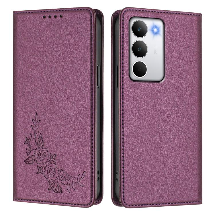 For Realme C71 4G Peony Embossed Magnetic RFID Vegan Leather Phone Case
