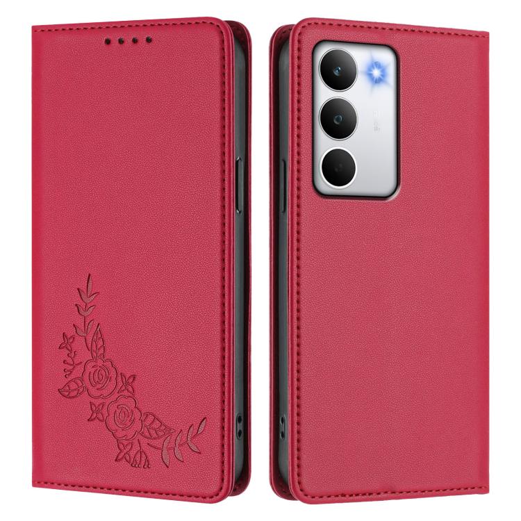 For Realme C71 4G Peony Embossed Magnetic RFID Vegan Leather Phone Case