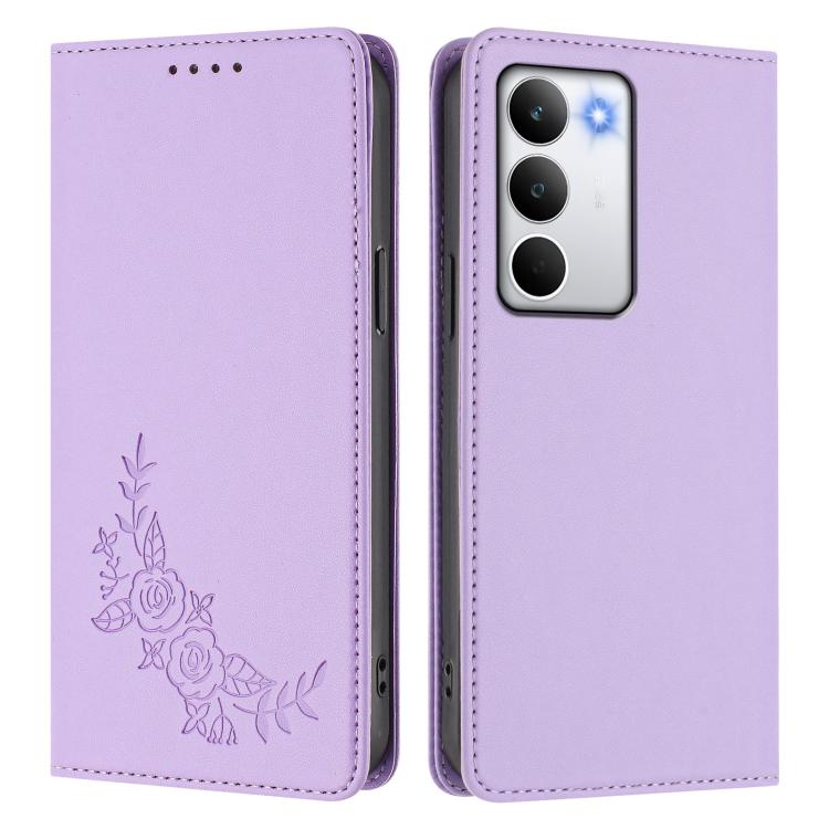 For Realme C71 4G Peony Embossed Magnetic RFID Vegan Leather Phone Case