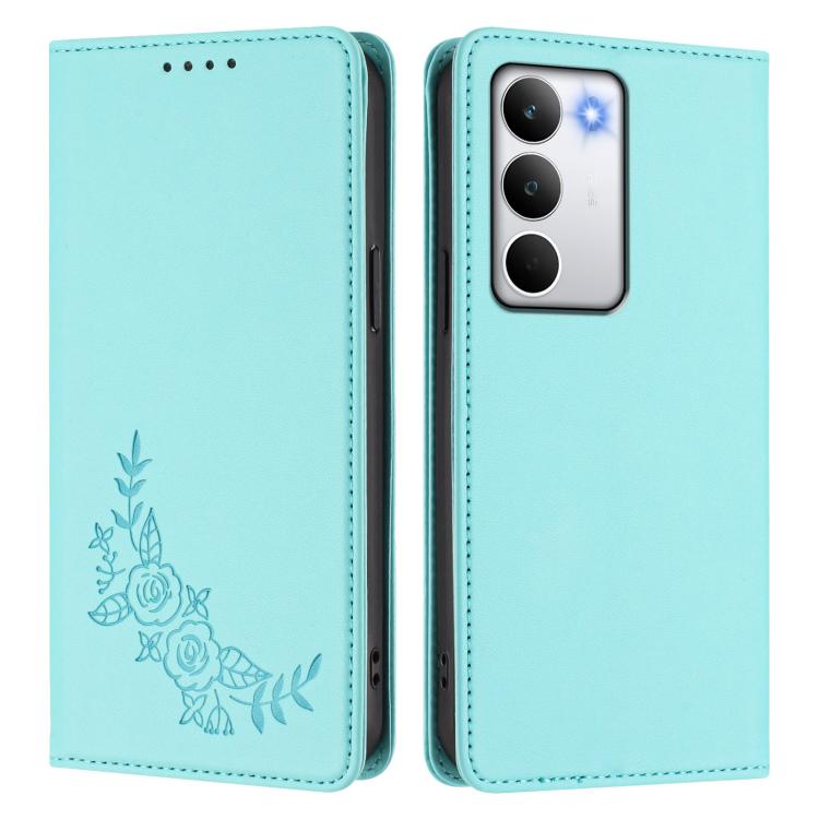 For Realme C71 4G Peony Embossed Magnetic RFID Vegan Leather Phone Case