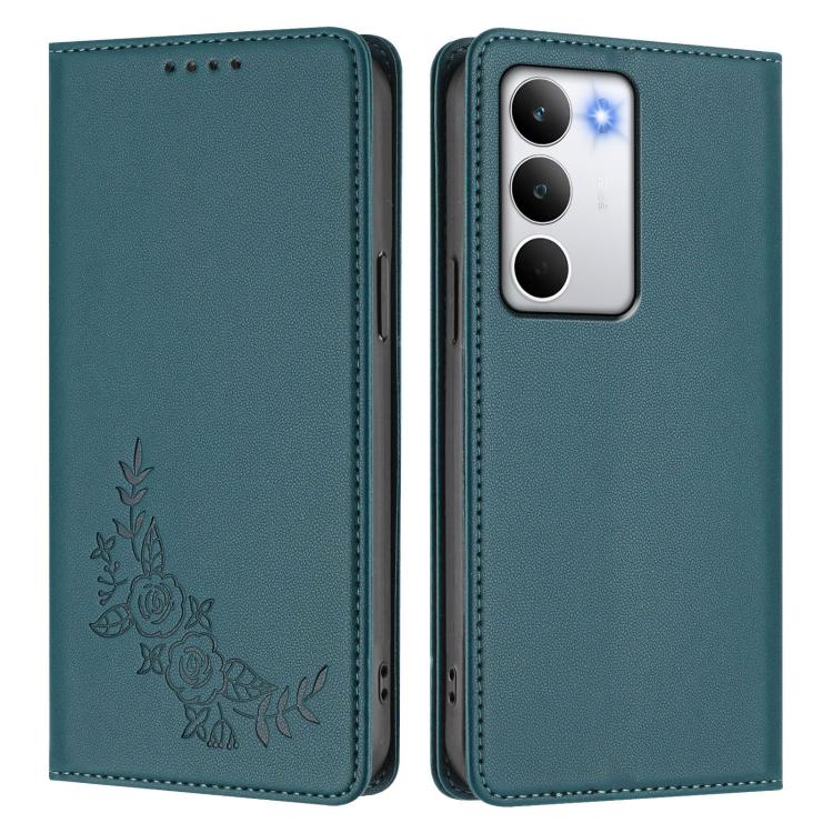 For Realme C71 4G Peony Embossed Magnetic RFID Vegan Leather Phone Case
