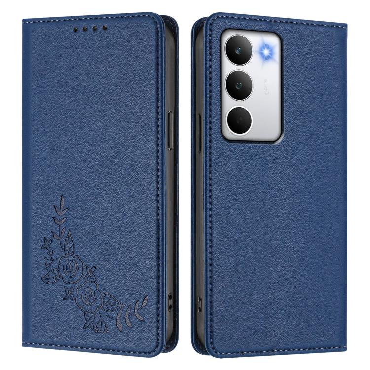 For Realme C71 4G Peony Embossed Magnetic RFID Vegan Leather Phone Case