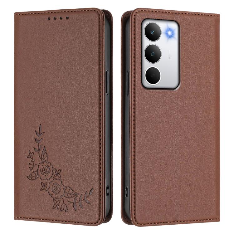 For Realme C71 4G Peony Embossed Magnetic RFID Vegan Leather Phone Case