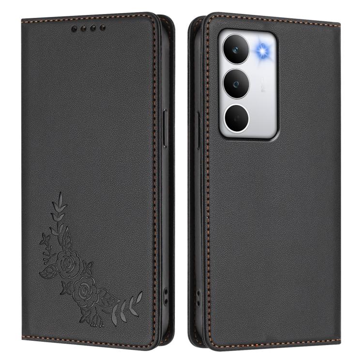 For Realme C71 4G Peony Embossed Magnetic RFID Vegan Leather Phone Case