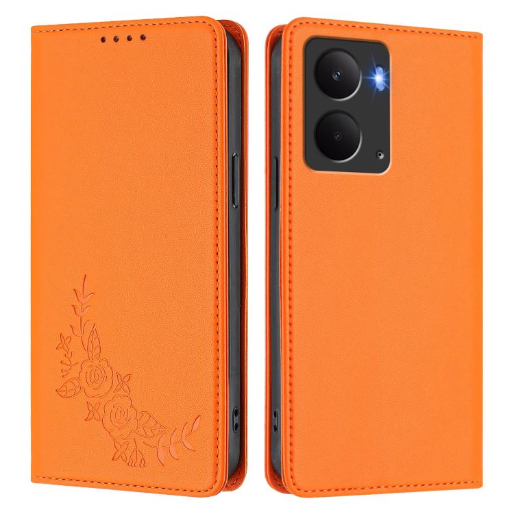 For Realme 14 / 14T 5G / P3 5G Peony Embossed Magnetic RFID Vegan Leather Phone Case