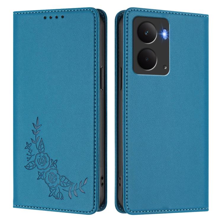 For Realme 14 / 14T 5G / P3 5G Peony Embossed Magnetic RFID Vegan Leather Phone Case