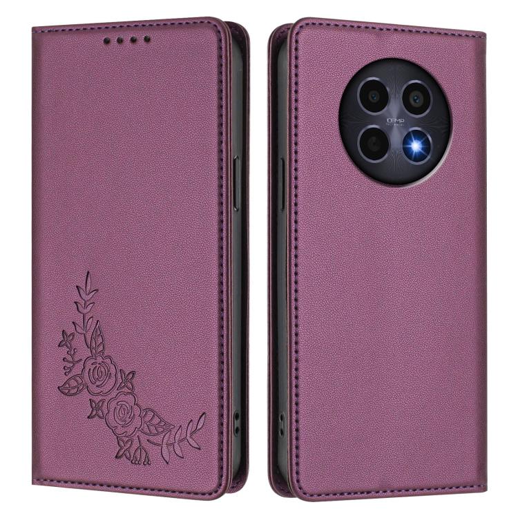 For Realme 13 5G / 12 5G / 12x / 12x India Peony Embossed Magnetic RFID Vegan Leather Phone Case