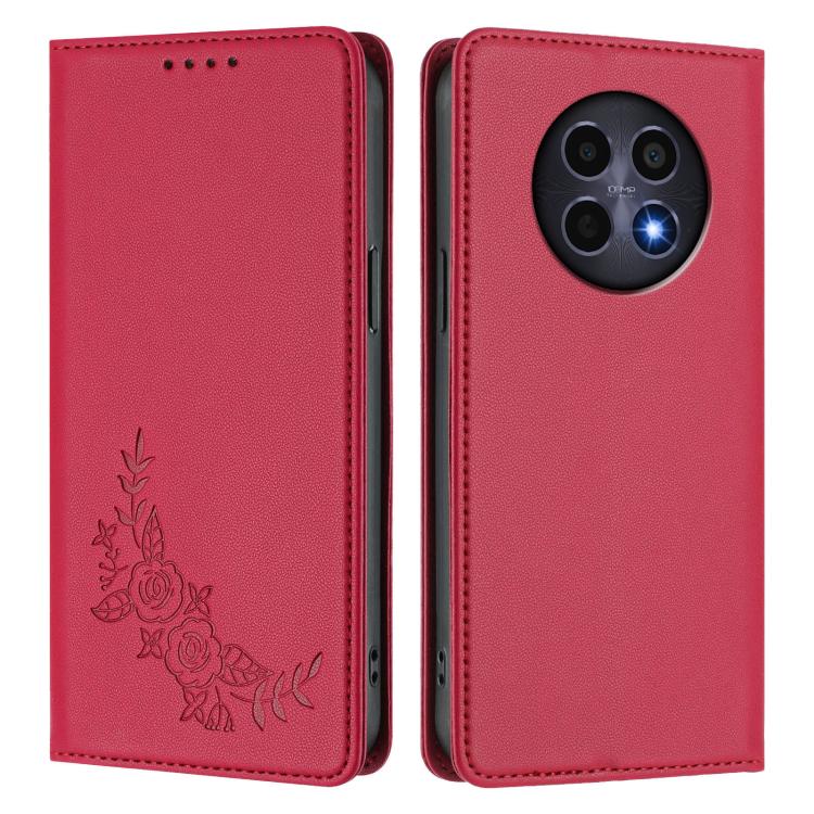 For Realme 13 5G / 12 5G / 12x / 12x India Peony Embossed Magnetic RFID Vegan Leather Phone Case