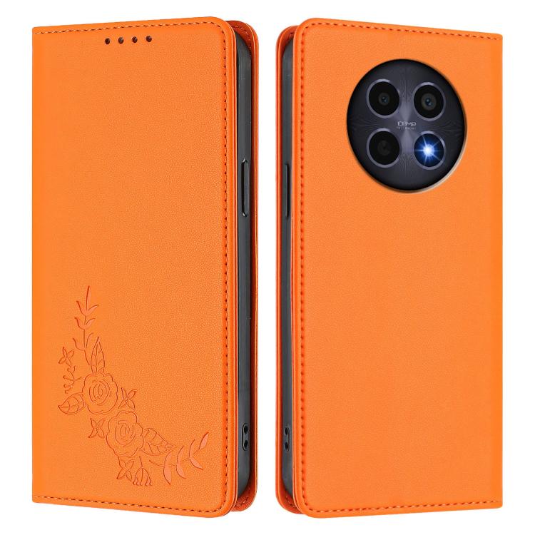 For Realme 13 5G / 12 5G / 12x / 12x India Peony Embossed Magnetic RFID Vegan Leather Phone Case