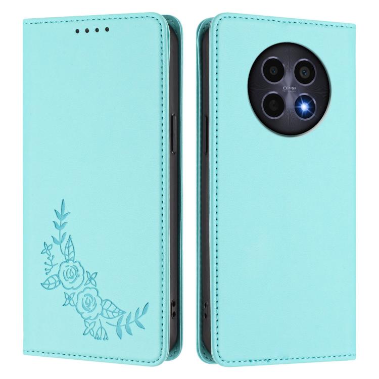 For Realme 13 5G / 12 5G / 12x / 12x India Peony Embossed Magnetic RFID Vegan Leather Phone Case