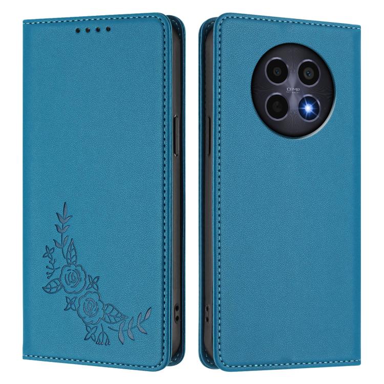 For Realme 13 5G / 12 5G / 12x / 12x India Peony Embossed Magnetic RFID Vegan Leather Phone Case