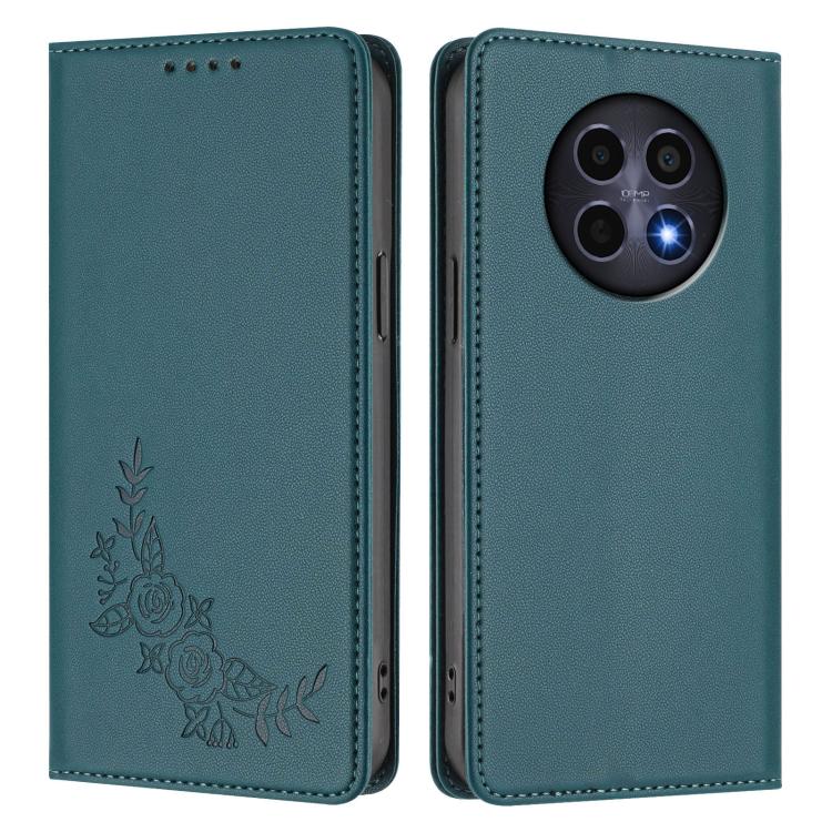 For Realme 13 5G / 12 5G / 12x / 12x India Peony Embossed Magnetic RFID Vegan Leather Phone Case