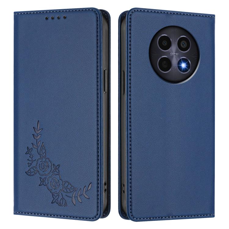 For Realme 13 5G / 12 5G / 12x / 12x India Peony Embossed Magnetic RFID Vegan Leather Phone Case