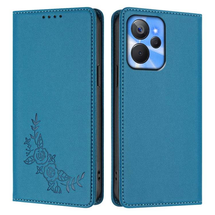 For Realme 10T / 10s Peony Embossed Magnetic RFID Vegan Leather Phone Case