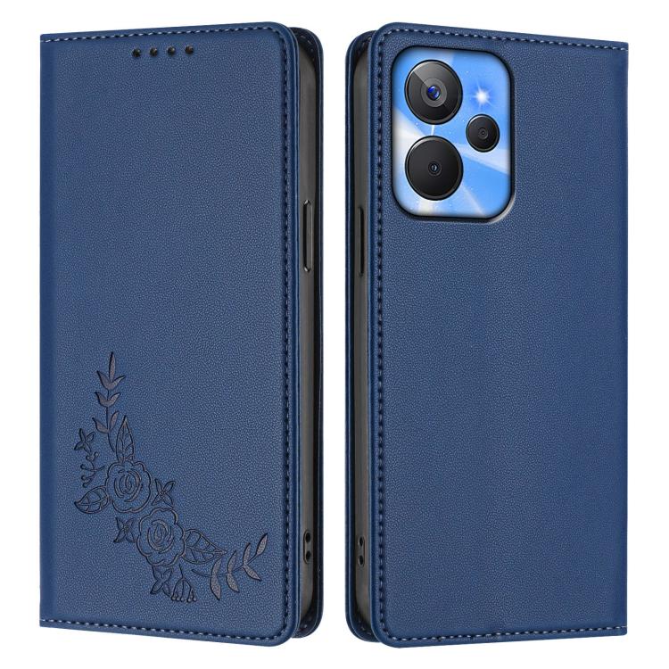 For Realme 10T / 10s Peony Embossed Magnetic RFID Vegan Leather Phone Case