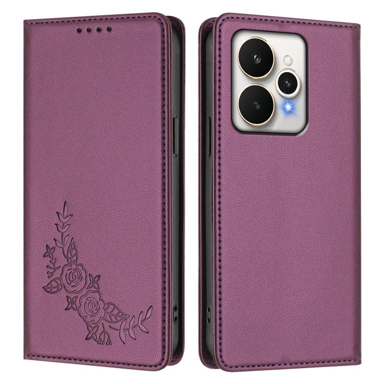 For Realme 15 5G / 15 Pro 5G Peony Embossed Magnetic RFID Vegan Leather Phone Case
