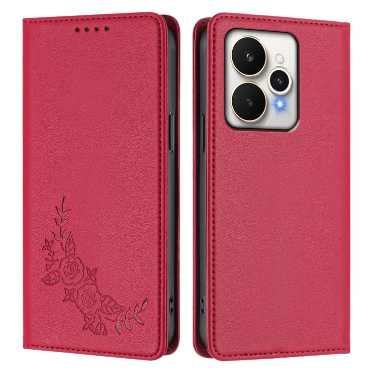 For Realme 15 5G / 15 Pro 5G Peony Embossed Magnetic RFID Vegan Leather Phone Case