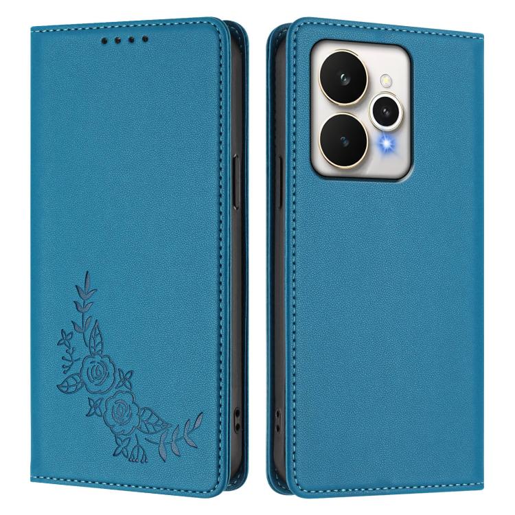 For Realme 15 5G / 15 Pro 5G Peony Embossed Magnetic RFID Vegan Leather Phone Case