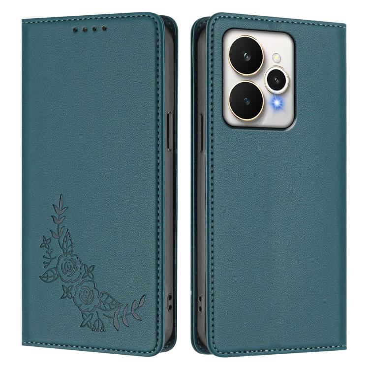 For Realme 15 5G / 15 Pro 5G Peony Embossed Magnetic RFID Vegan Leather Phone Case