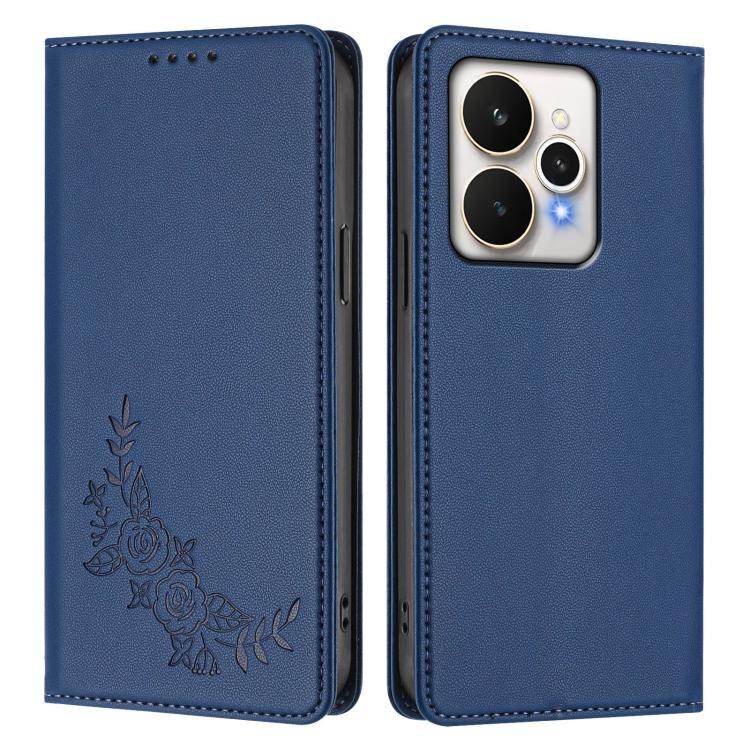 For Realme 15 5G / 15 Pro 5G Peony Embossed Magnetic RFID Vegan Leather Phone Case
