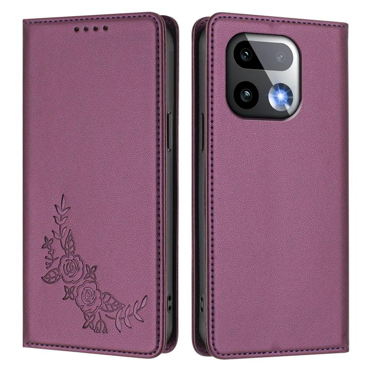 For Realme 16 Pro+ 5G Peony Embossed Magnetic RFID Vegan Leather Phone Case