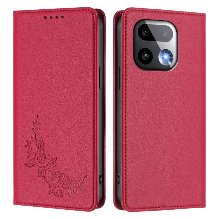 For Realme 16 Pro+ 5G Peony Embossed Magnetic RFID Vegan Leather Phone Case