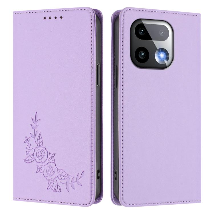 For Realme 16 Pro+ 5G Peony Embossed Magnetic RFID Vegan Leather Phone Case