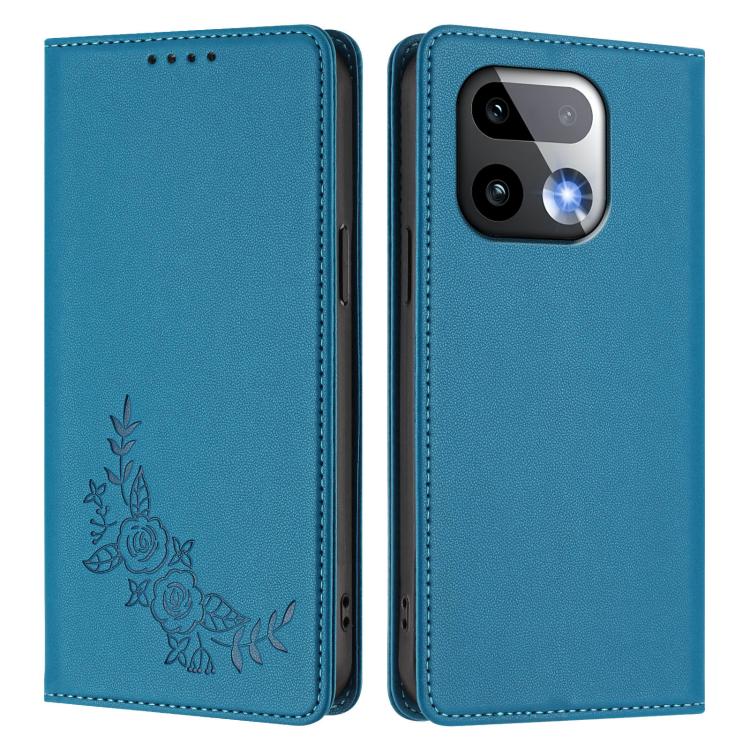 For Realme 16 Pro+ 5G Peony Embossed Magnetic RFID Vegan Leather Phone Case