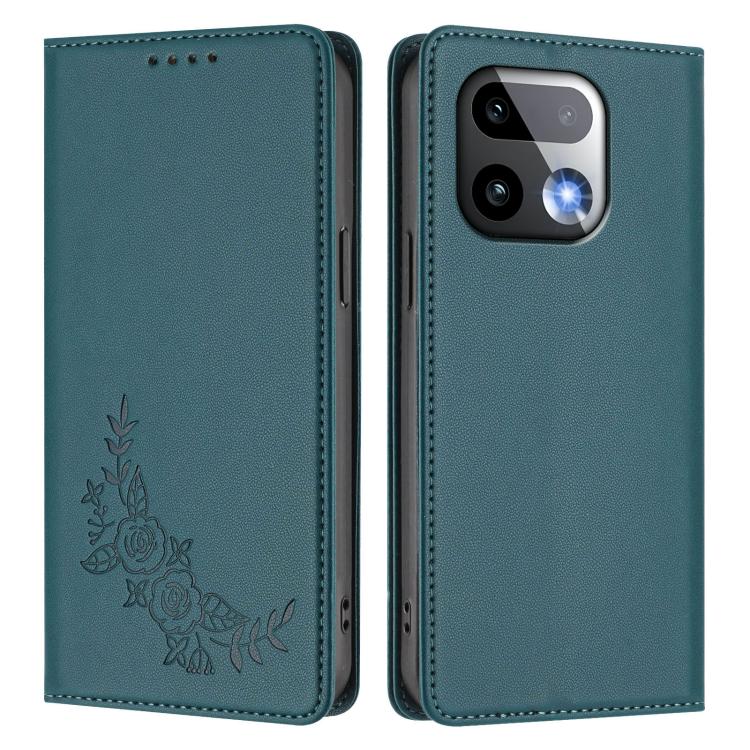 For Realme 16 Pro+ 5G Peony Embossed Magnetic RFID Vegan Leather Phone Case