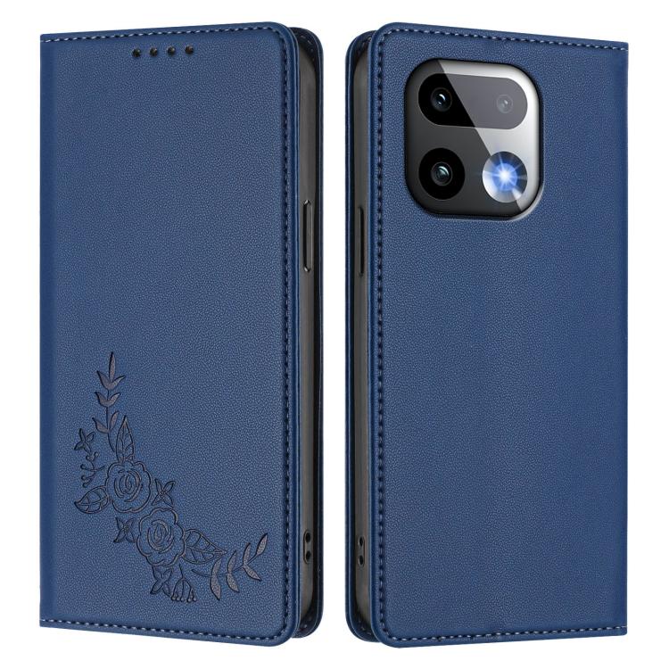 For Realme 16 Pro+ 5G Peony Embossed Magnetic RFID Vegan Leather Phone Case