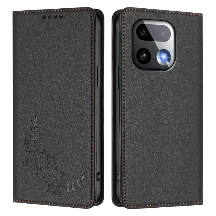 For Realme 16 Pro+ 5G Peony Embossed Magnetic RFID Vegan Leather Phone Case