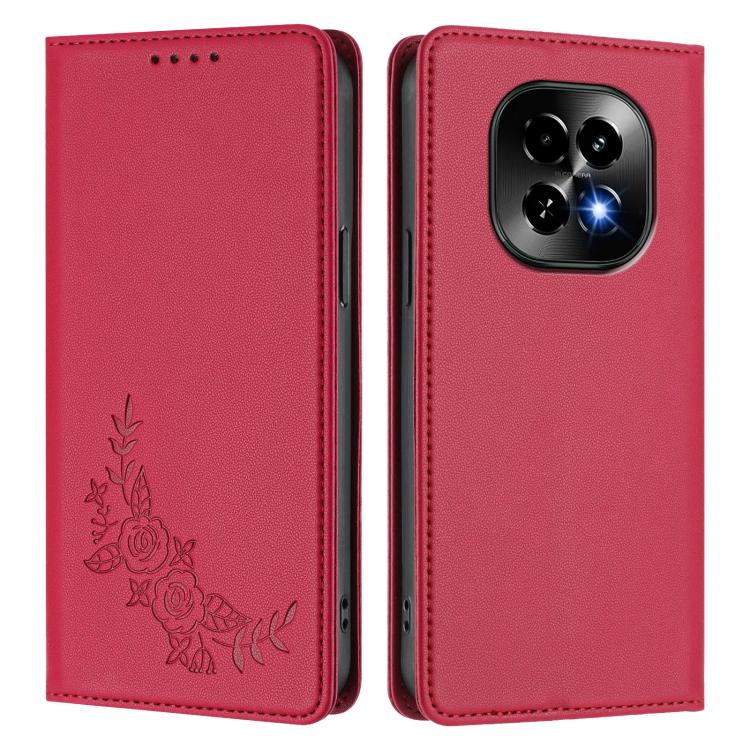 For Realme C63 5G Peony Embossed Magnetic RFID Vegan Leather Phone Case