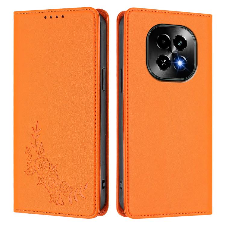 For Realme C63 5G Peony Embossed Magnetic RFID Vegan Leather Phone Case