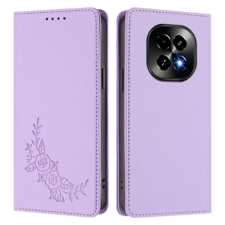 For Realme C63 5G Peony Embossed Magnetic RFID Vegan Leather Phone Case