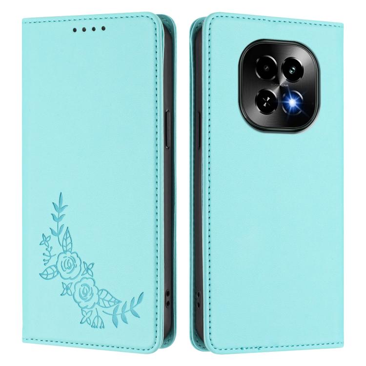 For Realme C63 5G Peony Embossed Magnetic RFID Vegan Leather Phone Case
