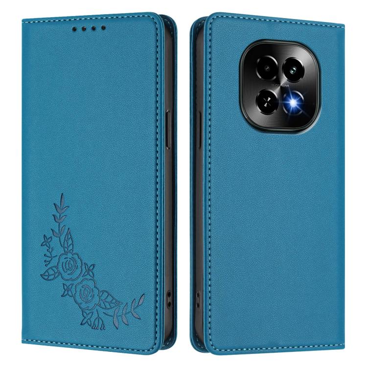 For Realme C63 5G Peony Embossed Magnetic RFID Vegan Leather Phone Case