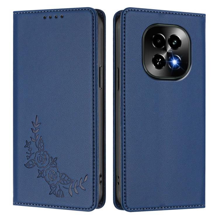 For Realme C63 5G Peony Embossed Magnetic RFID Vegan Leather Phone Case
