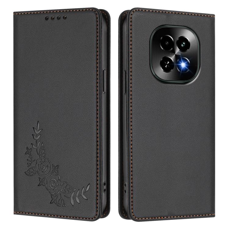 For Realme C63 5G Peony Embossed Magnetic RFID Vegan Leather Phone Case