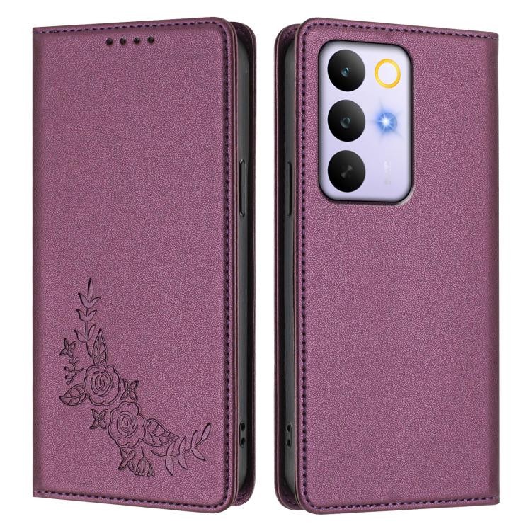 For Realme C85 5G / C83 5G / 15x 5G India Peony Embossed Magnetic RFID Vegan Leather Phone Case