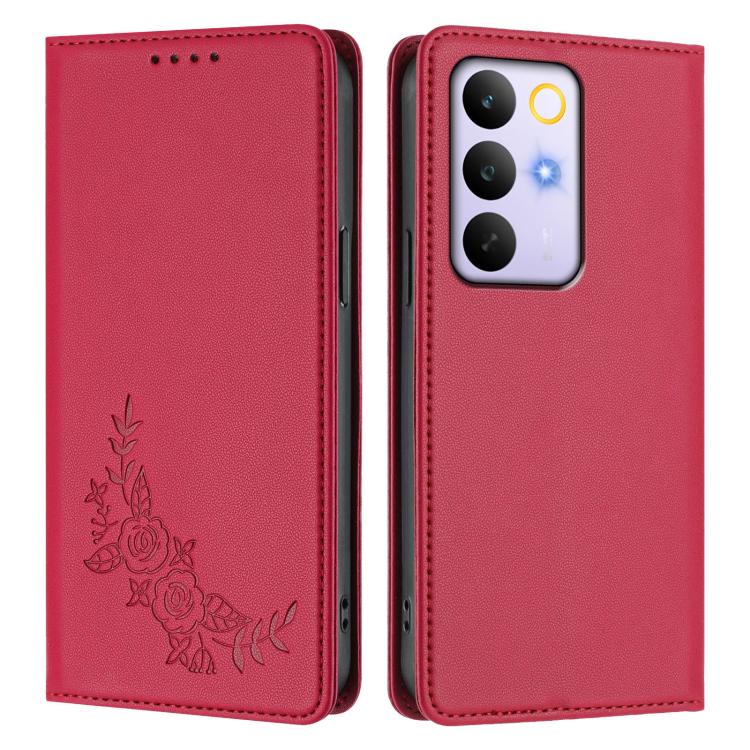 For Realme C85 Pro 4G Peony Embossed Magnetic RFID Vegan Leather Phone Case