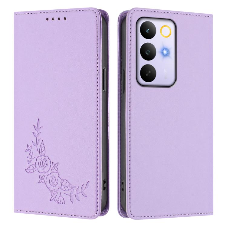 For Realme C85 Pro 4G Peony Embossed Magnetic RFID Vegan Leather Phone Case