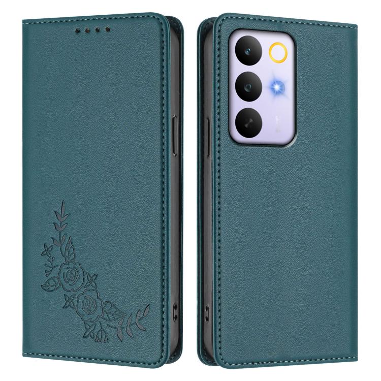 For Realme C85 Pro 4G Peony Embossed Magnetic RFID Vegan Leather Phone Case
