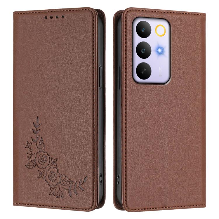 For Realme C85 Pro 4G Peony Embossed Magnetic RFID Vegan Leather Phone Case
